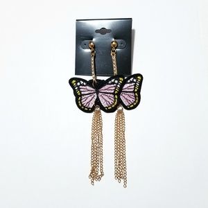 Butterfly Long Fringe Earrings